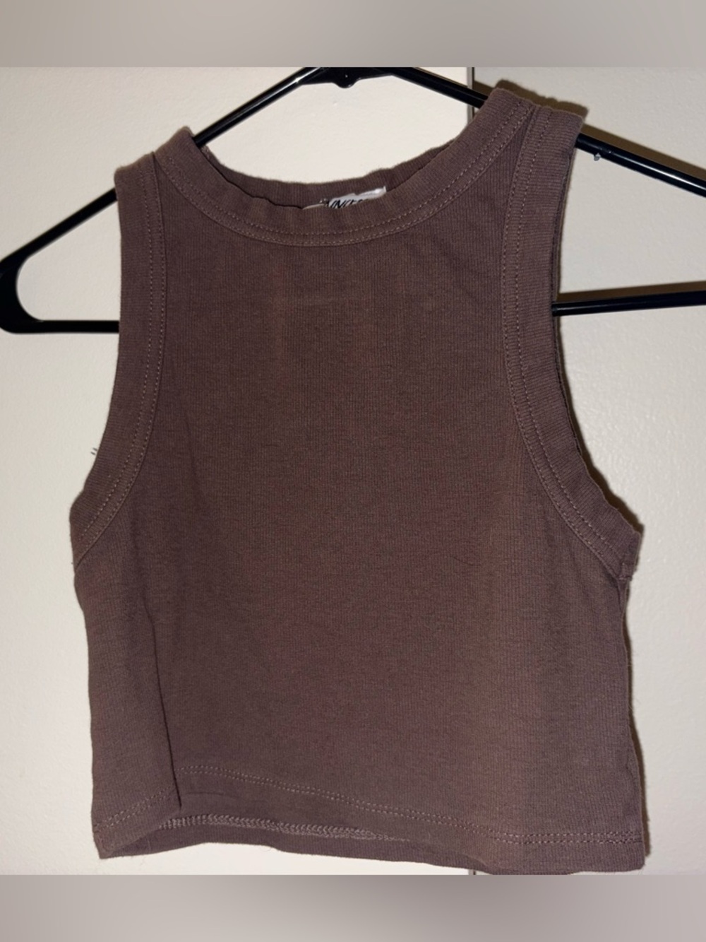 Princess Polly Brown Ribbed Crop Tank